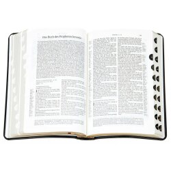 Schlachter 2000 Bibel, Taschenausgabe, schwarz, Goldschnitt, Griffregister