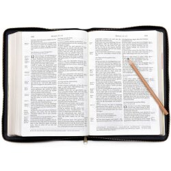 Schlachter 2000 Bibel, Standardausgabe, Kalbsleder, schwarz, Reißverschluss
